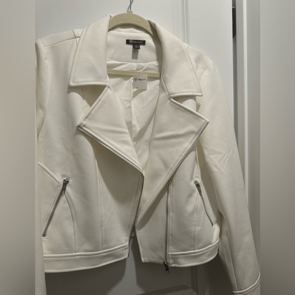 NWT White stylish biker- Moto jacket